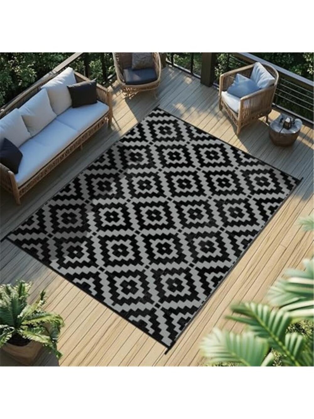 Outdoor Rug 5x8 ft Waterproof Reversible Patio Plastic Straw Rugs for Decor